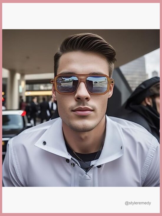 Vintage Square 70s Aviator Sunglasses Plastic Frame UV400 Protection main image 7